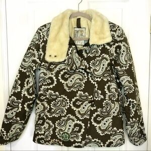 Burton Paisley Brown White Ski & Snowboard Winter Warm Cozy Jacket Small